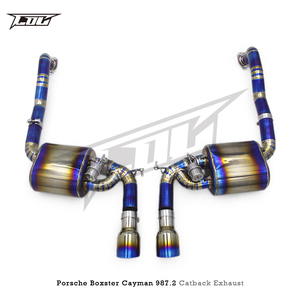 ポルシェボクスター/ケイマン用自動チタンアクスルバック987/987.2 2008-2012バルブ付きリアマフラーキャットバックレース排気と焼けたヒント - Product Image 6