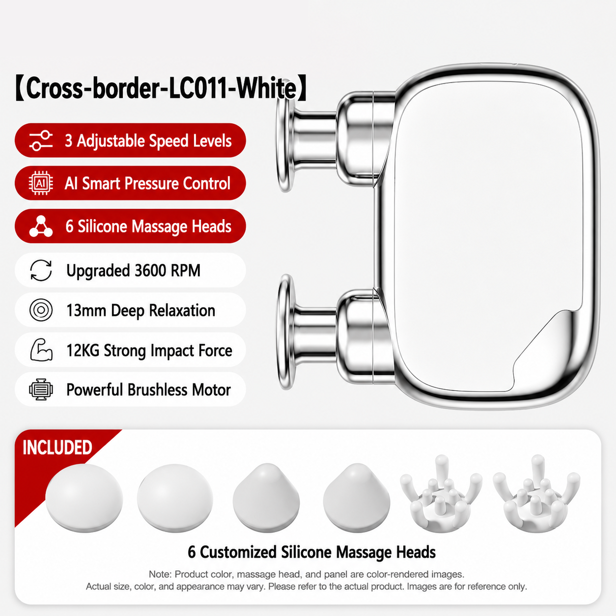 LC011- White-3 speeds+6 silicone heads+DCBL motor
