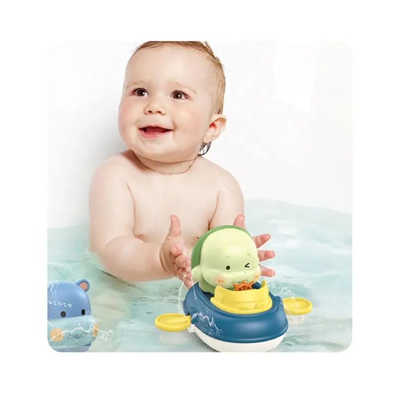 Rei mundo cartoon animal spray água vinil conjunto natação precoce educacional diversão interação jogo cadeia bebê banho brinquedos barco