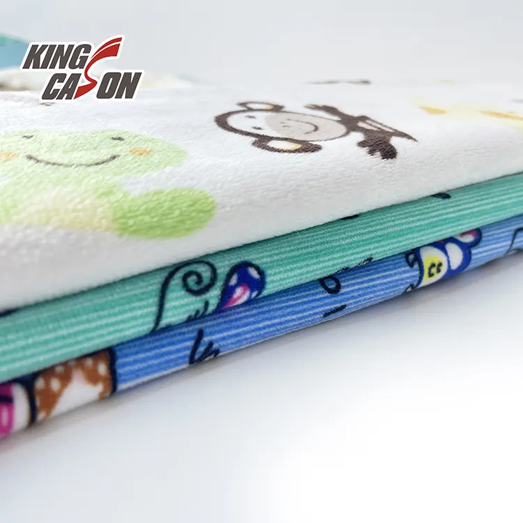 Kingcason, la fábrica, vende Bien, buena sensación a mano, suave, personalizado, impreso, tela de Spandex súper suave para ropa de cama de bebé