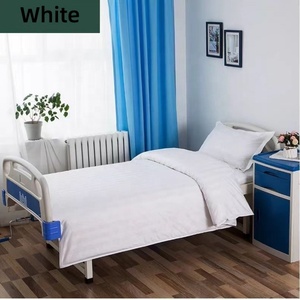 Lakuna Factory Hospital Satin Strip <strong>Bedding</strong> Set 3PCS Medical Bed Sheet Cover Pillowcase with Cotton Filling Nursing Bed Linen - Product Image 5