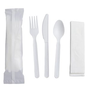 2025聚乳酸生物降解一次性聚乳酸勺子塑料派对餐具聚乳酸餐巾餐具套装 - Product Image 1