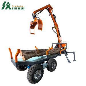 Remolques de cargador de troncos de grúa de madera aprobados por la CE con grúa vagón de carga de madera forestal con remolque de troncos Atv de pinza