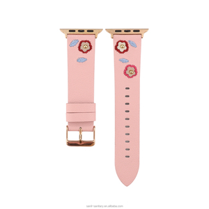 Elma izle lychee deri kayış işlemeli çiçek ve yaprak kayış desen ile iwatch Apple 7 6 5 se için bant - Product Image 6