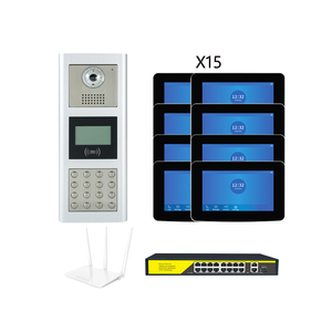 15 Famílias POE Campainha TCP/IP Wired Video <span class=keywords><strong>Intercom</strong></span> Sistema Porta Telefones para Multi Apartamento Edifício