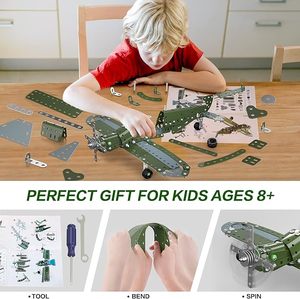Kids Educational Science Assembly Game Toy Set a Mazon 2024 Hot Sale Military Metal Aircraft Plane Building Blocks Toy <strong>Model</strong> <strong>Kit</strong> - Product Image 2