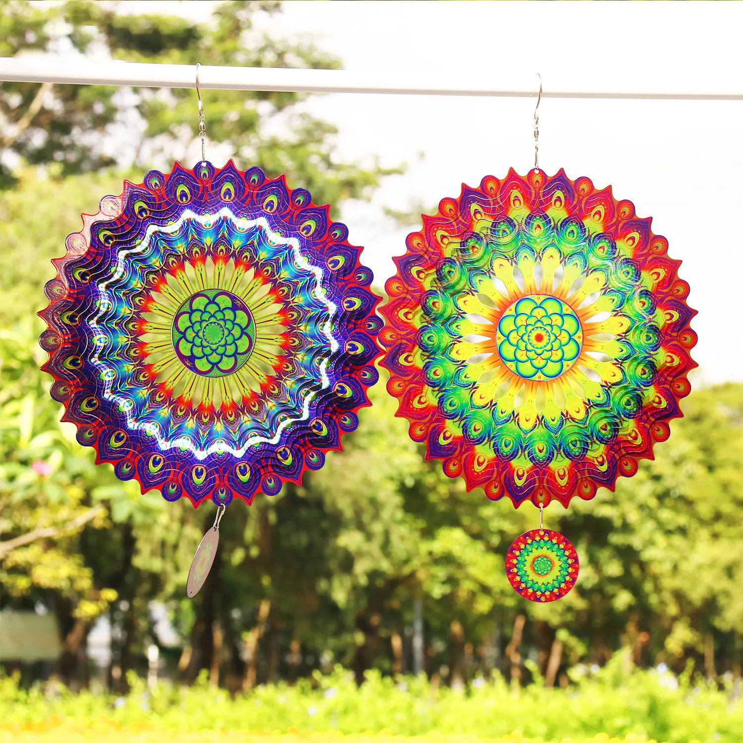 Roestvrijstalen Windspinners Tuin Ornament Mandala Windspinner Voor Tuin-En Tuindecoratie Metalen Windspinner