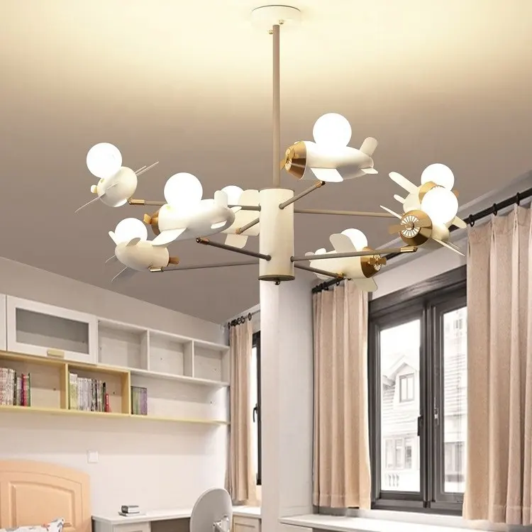 JYLIGHTING Modern creative cartoon children's room light Boy's room lighting Circle chandelier aircraft ceiling light