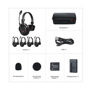 Sistema de intercomunicación con 3 auriculares de un solo oído, llamada simultánea, sesión de películas, espectáculo en vivo, puesta en escena, auriculares de intercomunicador de teatro