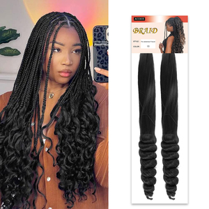 Rizos en espiral Cabello trenzado de onda profunda suelta 18 pulgadas Sintético a granel Diosa Onda Pre estirado Curl francés Trenzas Extensiones de cabello