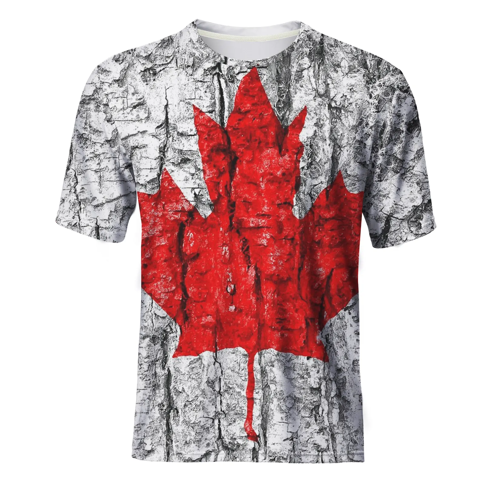 Camiseta personalizada con estampado de bandera canadiense, camisa Vintage de diseño de árbol a granel, camisetas lisas de manga corta de alta calidad, envío directo