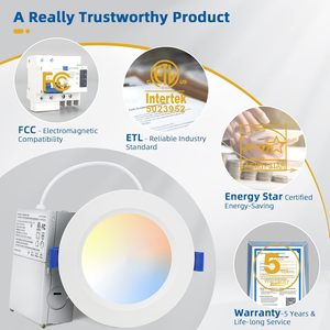 6インチ16W超スリムパネルライト5CCT ETLエネルギースターLED埋め込み式照明調光可能 - Product Image 6