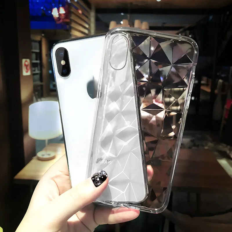 Прозрачный чехол для телефона из ТПУ в форме алмаза для Iphone Xs Max, прозрачный чехол для телефона, задняя крышка для iPhone 8 7 Plus