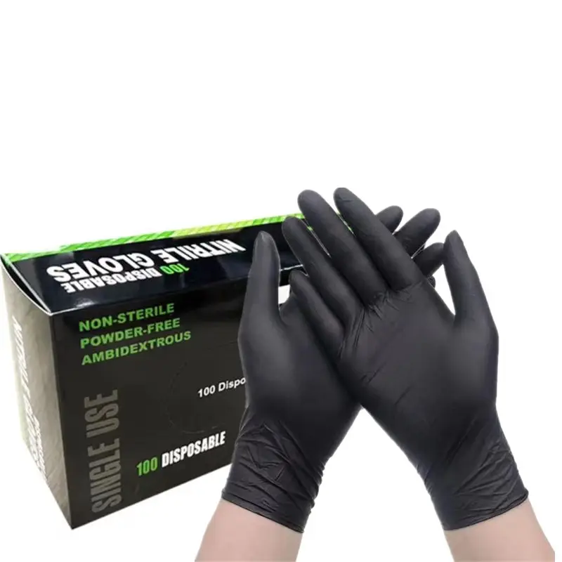 Guantes desechables de nitrilo para salón de spa, guantes de nitrilo para tatuaje, color negro y azul, 9 pulgadas, 3mil, 4 mil, 5mil, 100% puro