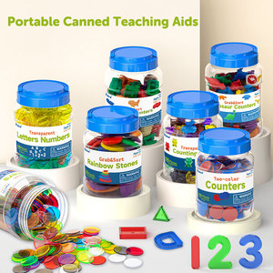 Juego de Mini tarros sensoriales, contadores de juegos translúcidos, juego de números, bloques de patrón para aprender a contar, clasificación de colores y secuenciación - Product Image 2