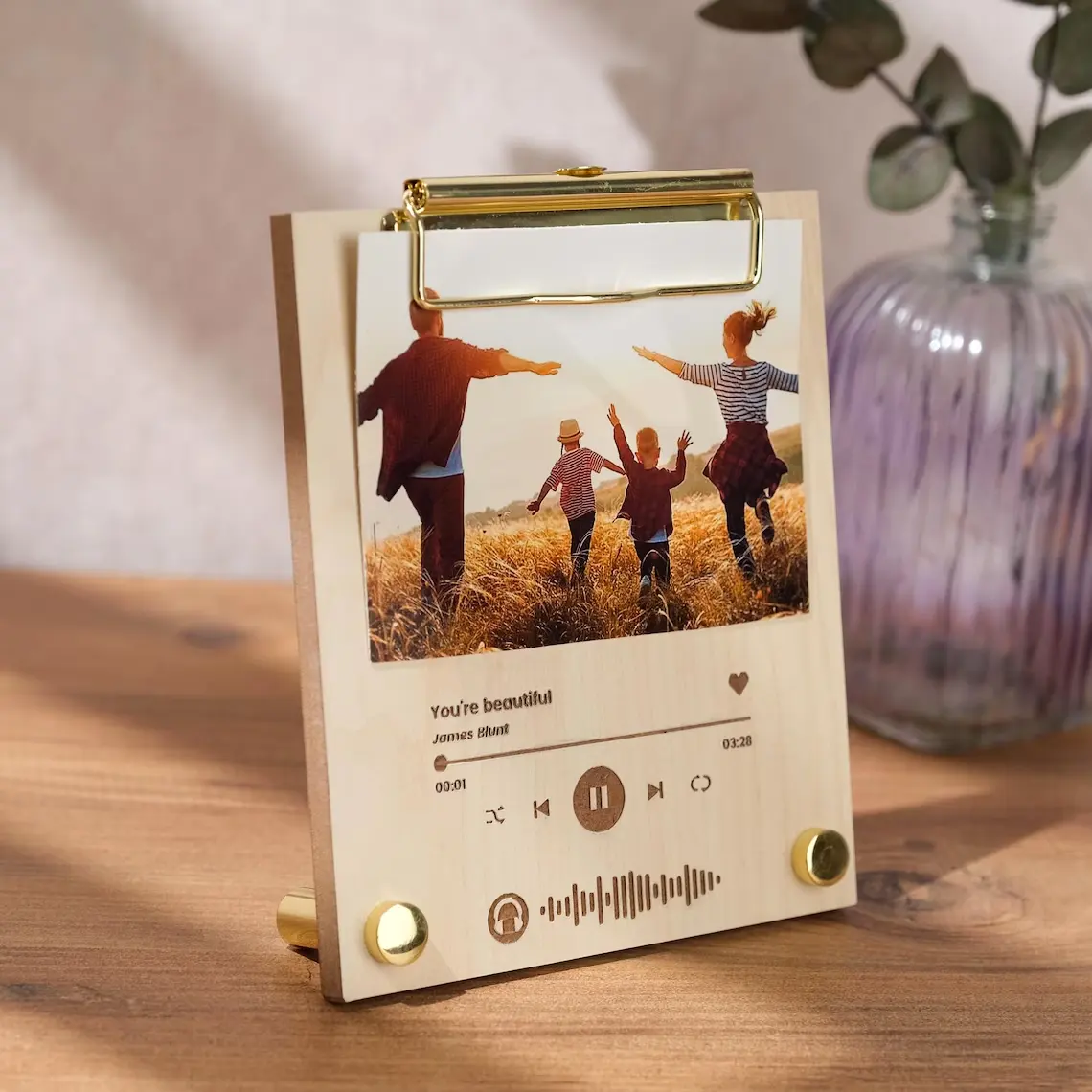 Chunlei OEM quatre tailles tableau de musique ode en bois personnalisé avec plaque de base cadeau d'anniversaire personnalisé créatif