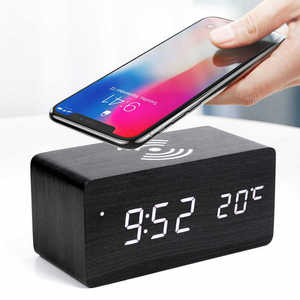 Çevre koruma ahşap çalar saat, takvim, sıcaklık izleme, birinde ses kontrolü, kablosuz şarj desteği - Product Image 1