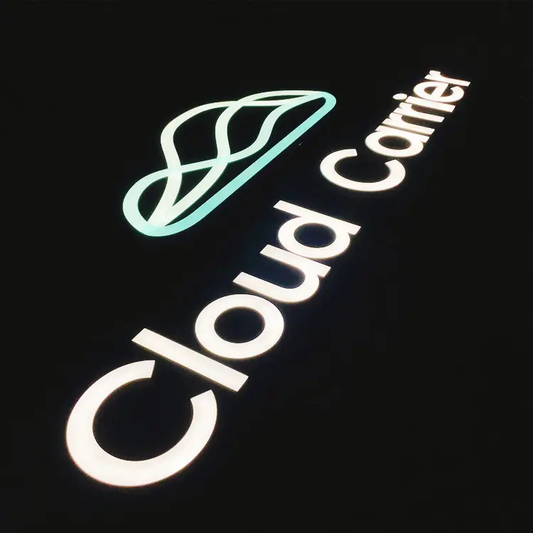 Letras do canal de iluminação do rosto do rosto 3d sinais de logotipo iluminados da marca da empresa para empresas