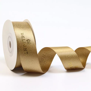 定制品牌标志100% 涤纶双面纯色圆点图案缎带包装罗缎织物 - Product Image 1