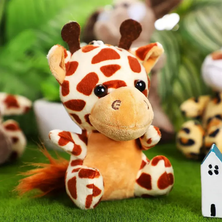 Mini elefante de pelúcia de animais de floresta, brinquedo de pelúcia fofo de 12cm com animais na selva, brinquedo de pelúcia de elefante leão girafa e tigre de 4.8 polegadas