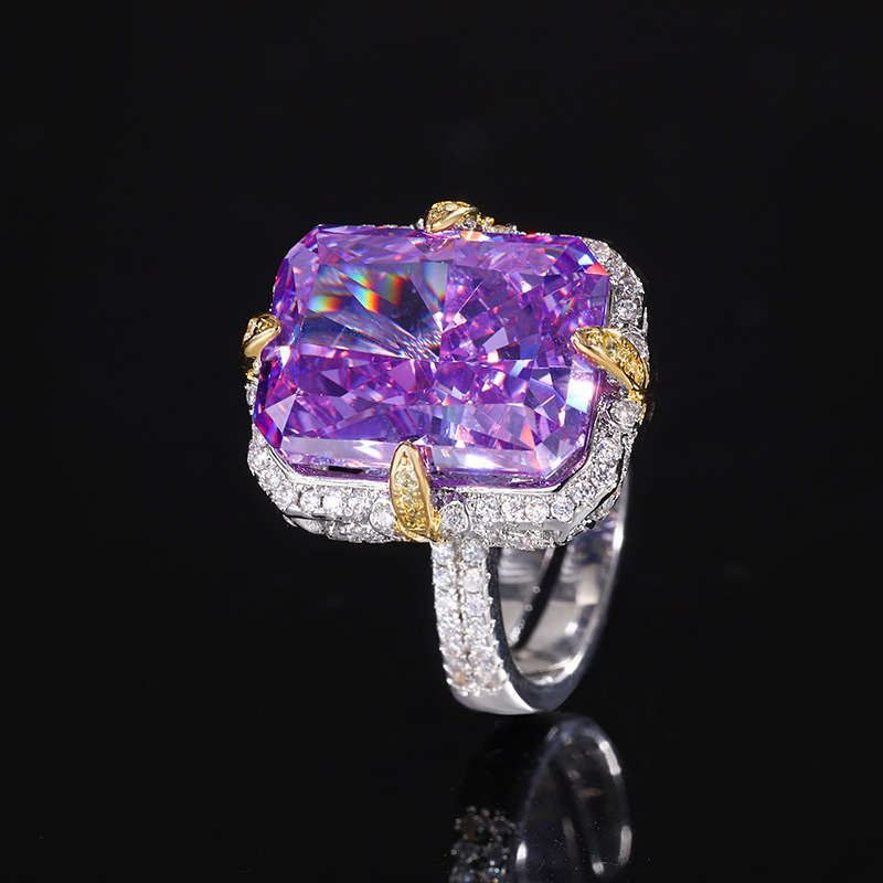 Ice Flower cut purple diamond ring