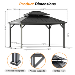 最新造型硬顶凉亭12 'x 14' 露台凉亭提供风雨凉亭的稳定性 - Product Image 4