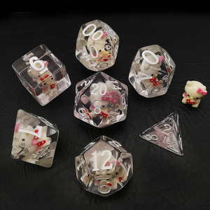 Bescon büyük boy DND hello kitty zar seti, dev 7 adet kedi saydam çokyüzlü D & D zar seti, büyük boy zindanlar ve Dragons zar - Product Image 4