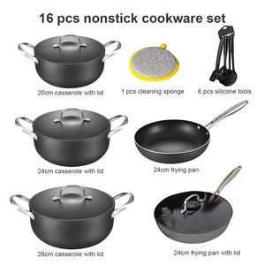 Nhôm Bếp Nấu Ăn đặt cảm ứng chậu và chảo không dính <span class=keywords><strong>Cookware</strong></span> Set với thép không gỉ xử lý - Product Image 2