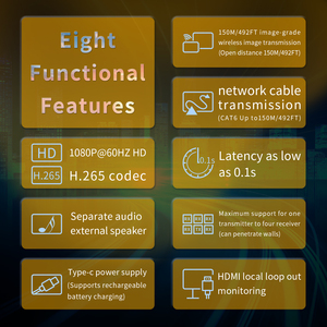 Justlink 1080P 60Hz 150m H.265 Codec TCP IP Transmisor y receptor inalámbrico HDTV Loopout local HDMI Extensor inalámbrico 492Ft - Product Image 3