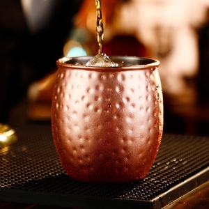 热销莫斯科骡子马克杯美式仿古锤铜不锈钢酒配件批发玻璃茶杯