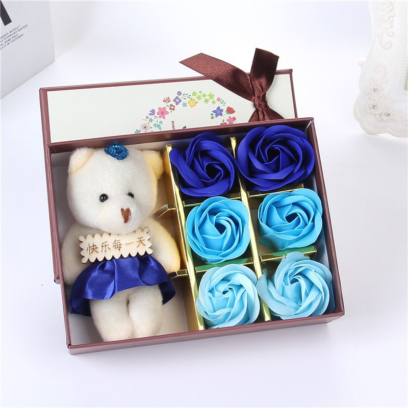 6 flowers + bear blue three colors