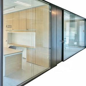 Tabique desmontable de vidrio para oficina, sistema de pared de partición desmontable, a prueba de sonido, OEM - Product Image 2