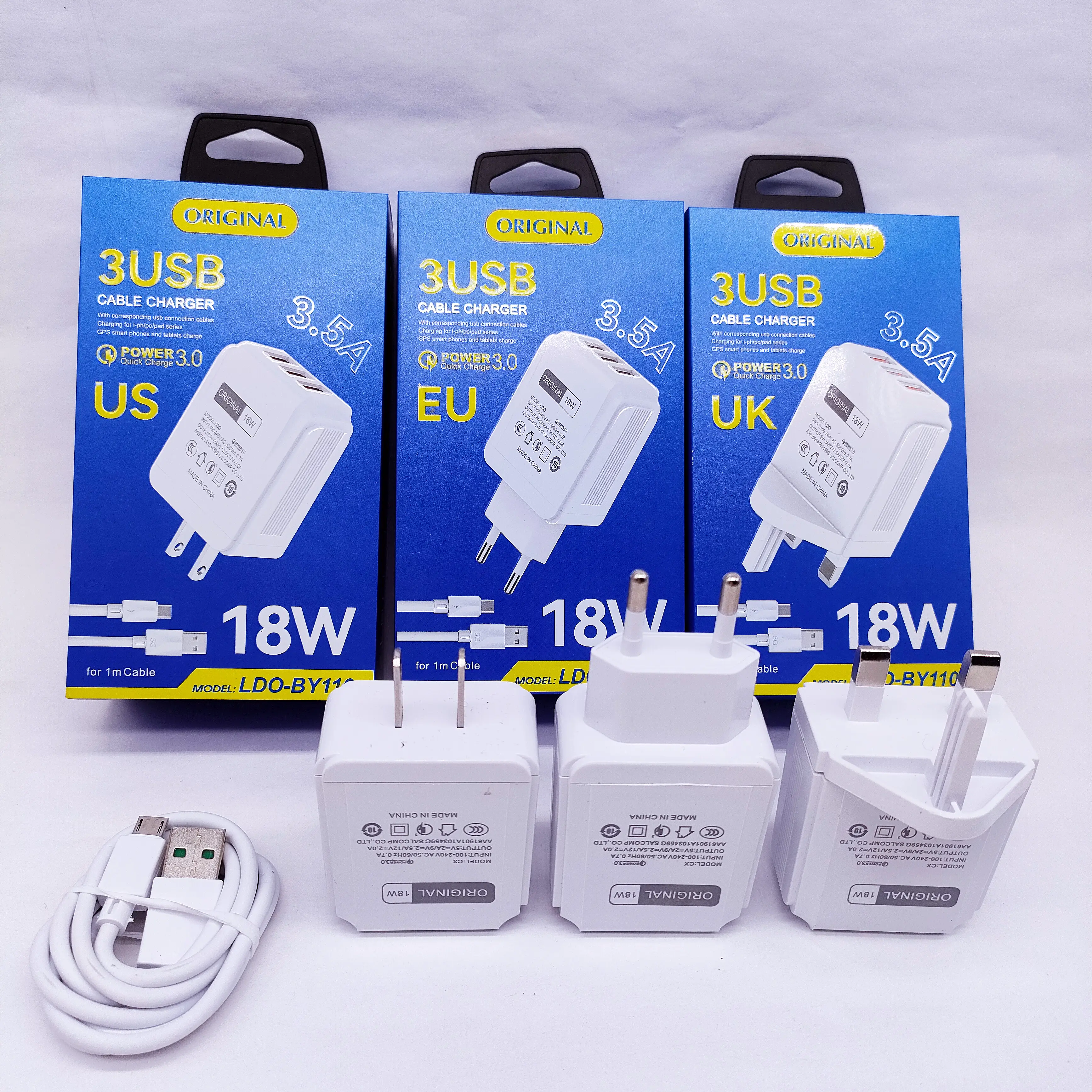 3usb Multifunktion ladegeräte Set Travel Power Adapter für Handys Android Multi port USB Ladegerät