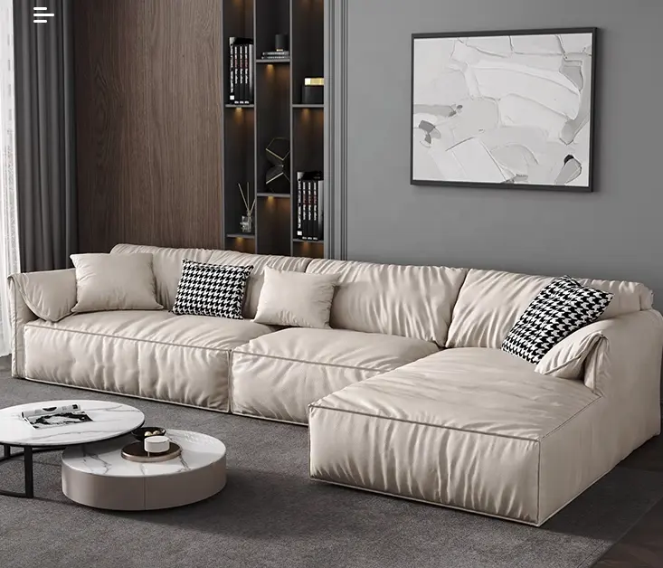 Nuovo divano con schienale in tessuto con tecnologia leave-in alla moda cum bed per grandi spazi