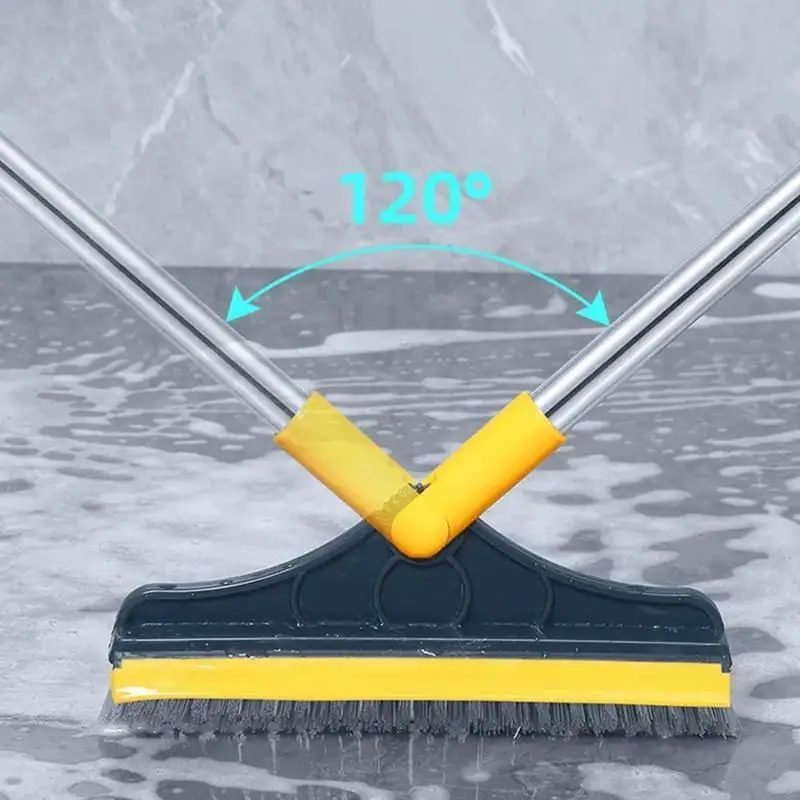 Escova removível giratória 2 em 1, escova com cabo longo para limpar o chão, removível, para limpar a casa