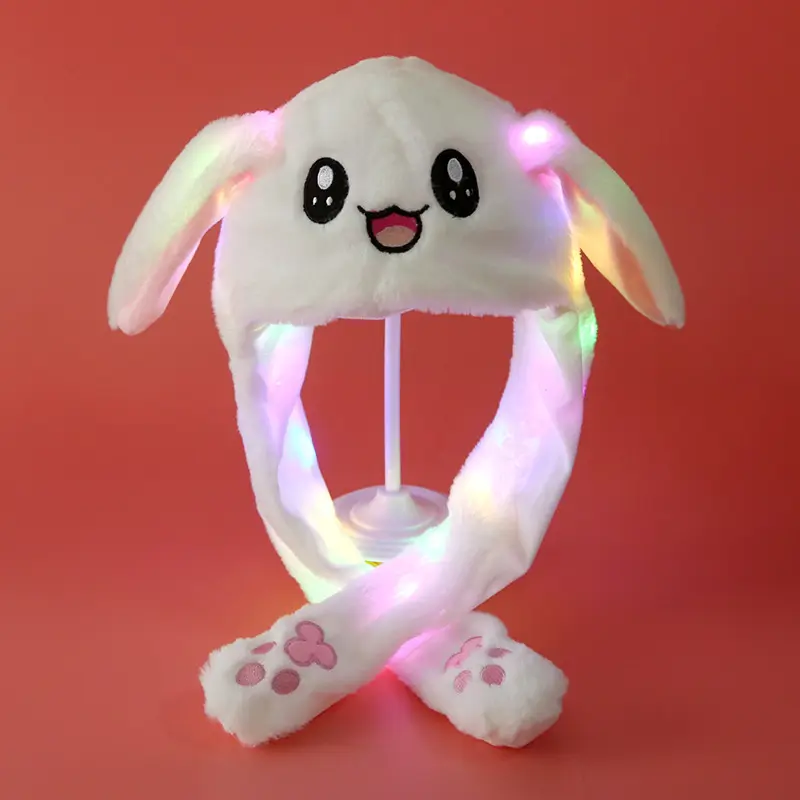 Großhandel Winter Damen LED niedliche Tiere bewegliche Ohren Kaninchenhut Spaß Kaninchen Plüsch leuchtender Kaninchenhut