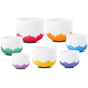BEST Frosted Crystal Singing Bowls Set Of7 Sound Healing7'' -14''perfect Pitch C <strong>D</strong> E F G <strong>a</strong> B Notes 432HZ440HZ Chakra Quartz Bowl - Product Image 2