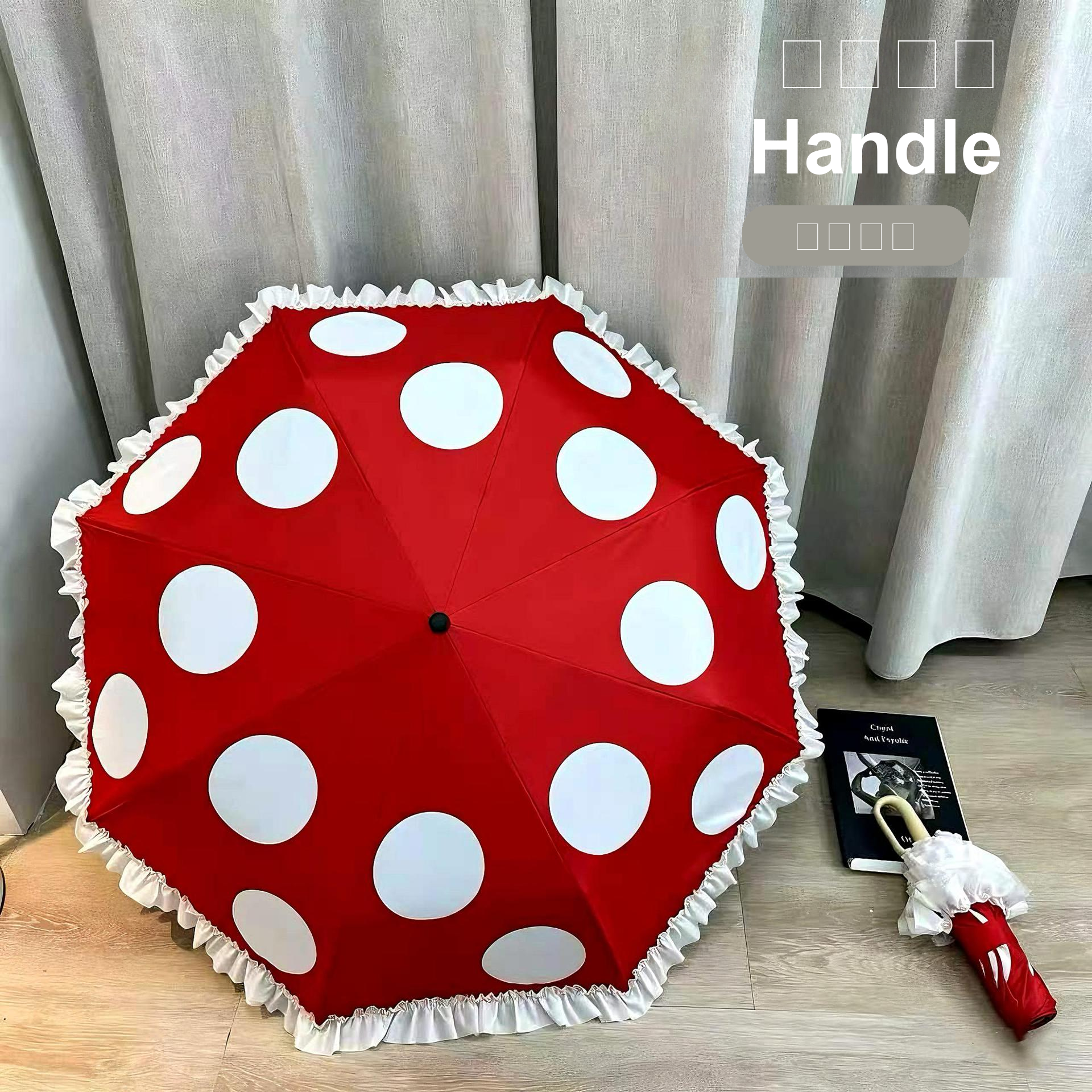 Poignée anneau à pois blancs