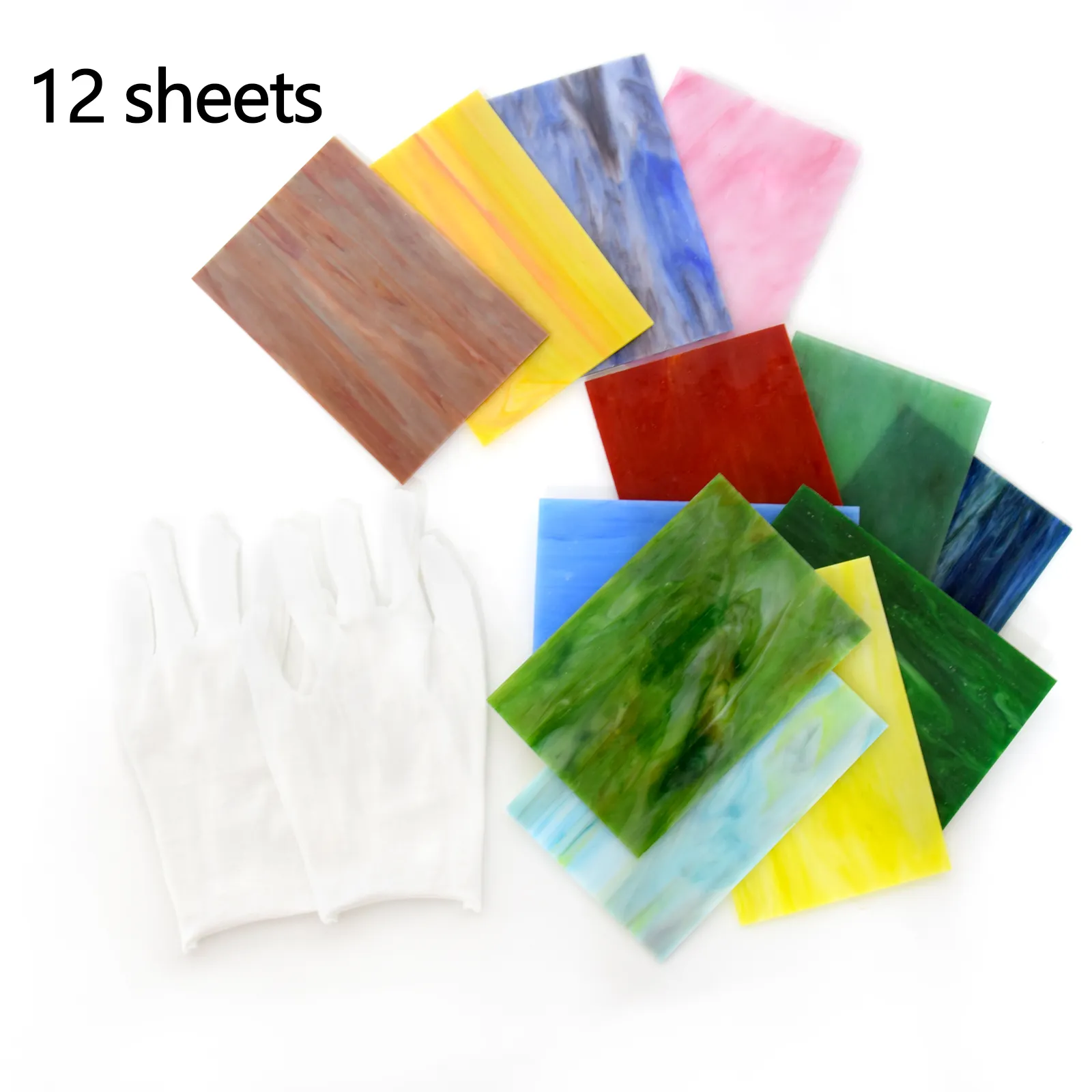 Hochwertige Glasmalerei Werkzeuge und liefert verschiedene Farben 3mm klare Glimmer Glasmalerei Blatt gemischte Textur Kunst glas