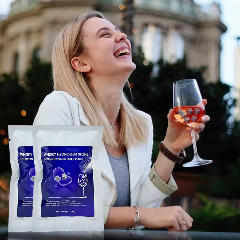 SOUDRON Bolsa de filtro de agua de piedra de hidrógeno para whisky de 20g Mejora el sabor del vino Activar moléculas de alcohol