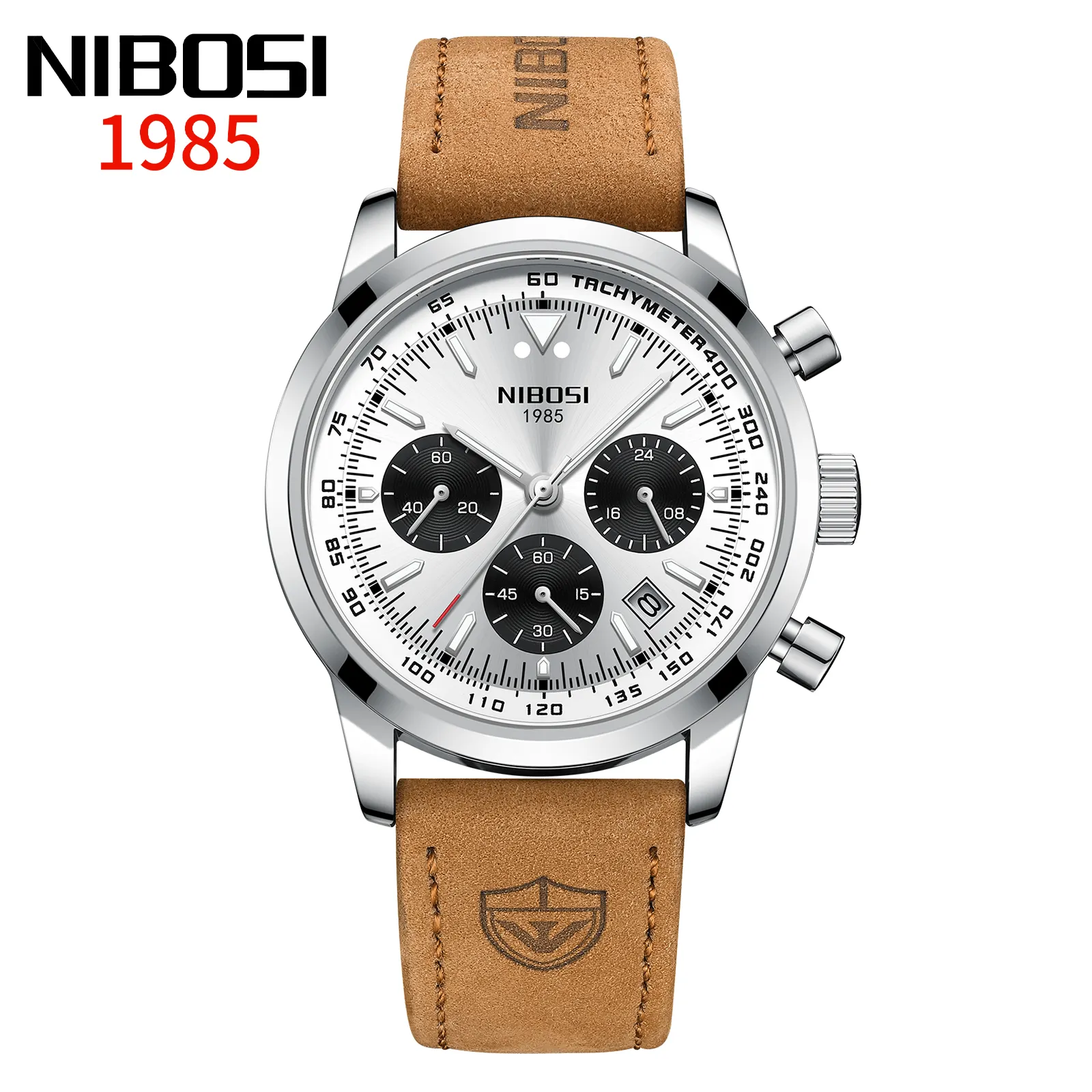 Niboti 2609 Novos Homens Relógios Quartz Chronograph Relógios Genuine Leather Strap Band Quartz Relógios De Pulso para Homens
