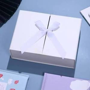Personalizzabile Logo nastro farfalla tinta unita pieghevole confezione regalo semplice doppia porta rettangolare vento asettico spugna fodera - Product Image 5