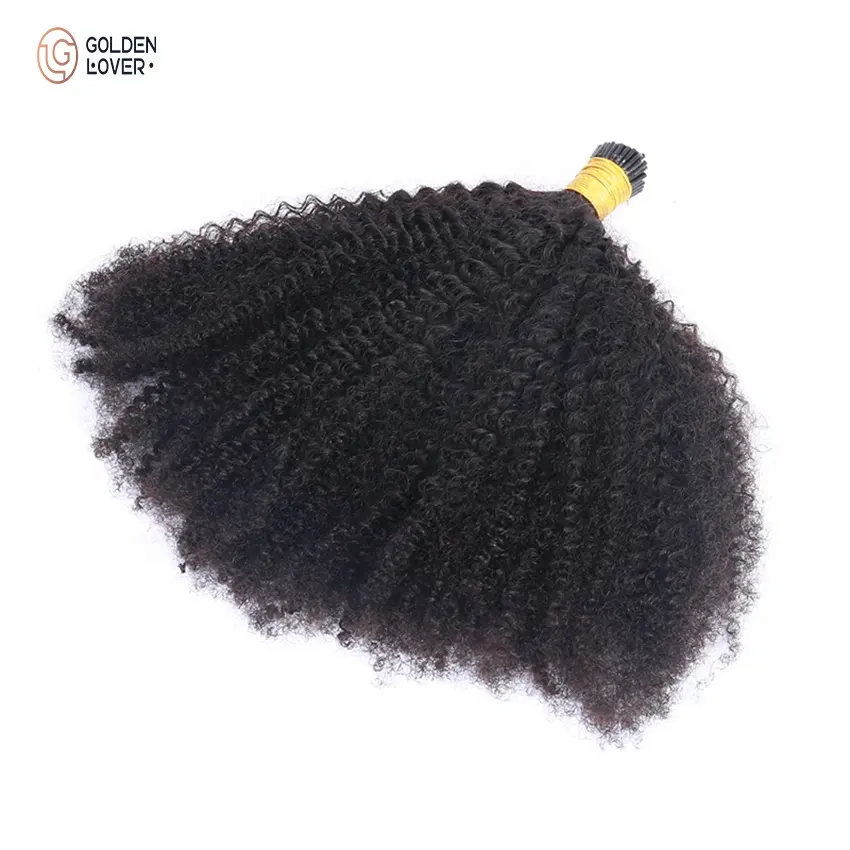 Afro cabelo encaracolado, cabelo humano encaracolado extensões do cabelo microlinks brasileiro virgem notas cor preta para mulheres