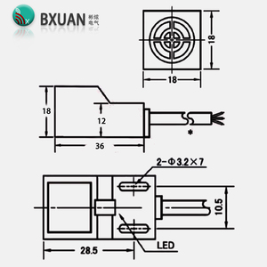 Distancia de detección de 5mm, NPN, sensor de interruptor de proximidad, cuadrado, NO, 1, 2, 2, 1, 2