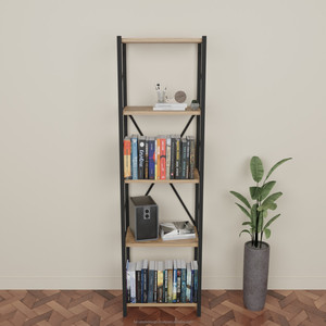 Yaratıcı tasarım 5 katmanlı dar kitaplık çevre dostu dayanıklı çok amaçlı kitaplık Modern tarzı dekoratif kitaplar gösteriliyor - Product Image 3