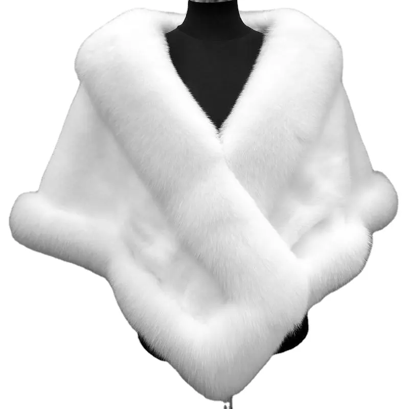 Feishiluo nouvelle veste d'hiver en fausse fourrure pour femmes, Capes Ponchos, manteau en laine, boléro de mariée, châle, Cape de mariage