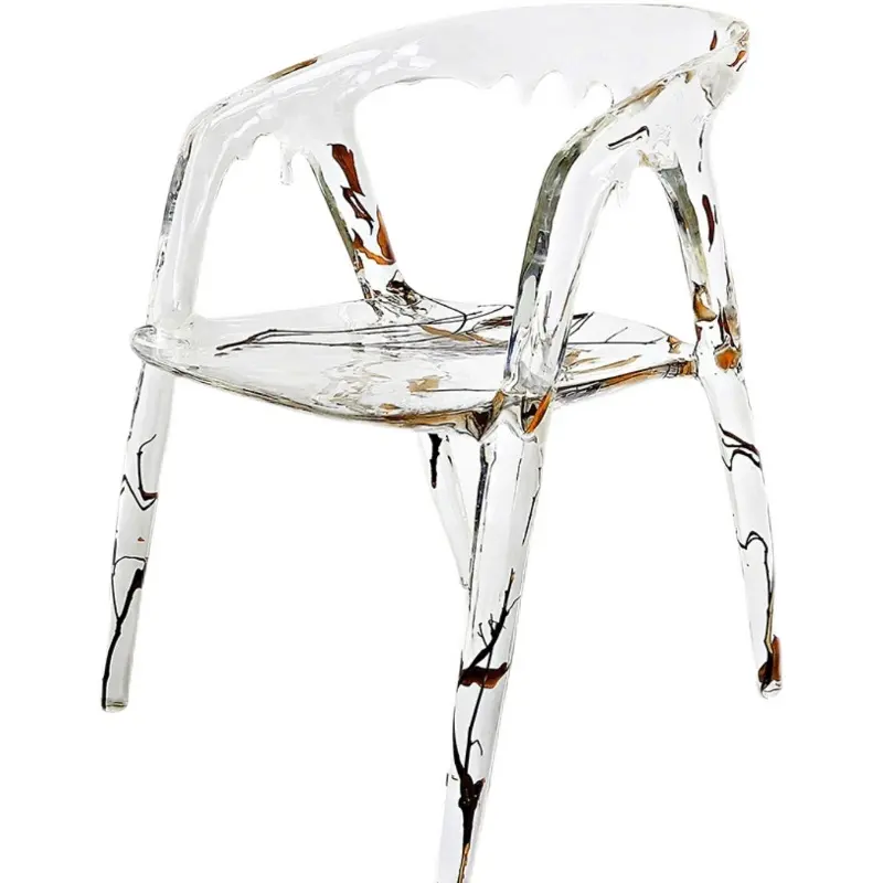 Tabouret 4 pièces en résine transparente style nordique, chaise cosmétique, simple, moderne, en cristal, rouge, chaise en feuille synthétique