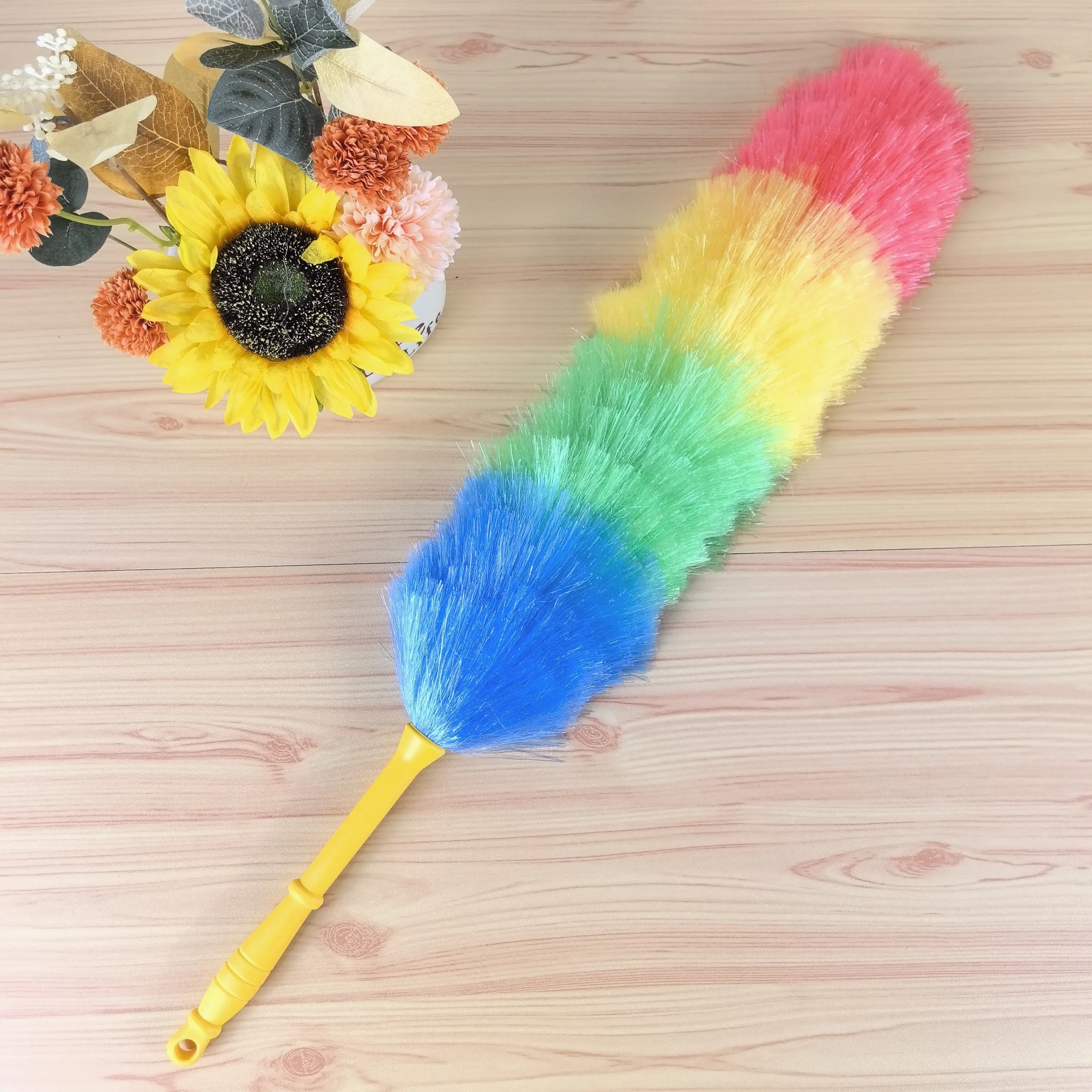 Household Microfiber 50g Feather Duster Flexible with Plastic Rubber Handle for Cleaning