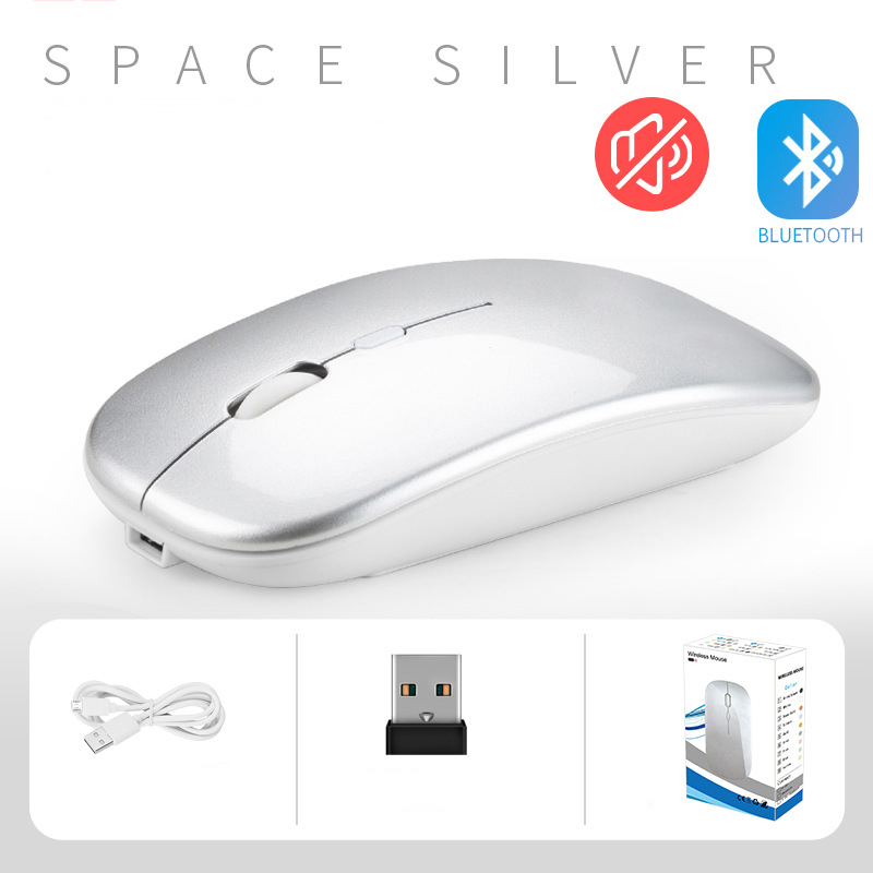Silenciar 2,4g bluetooth tres plantillas plateadas