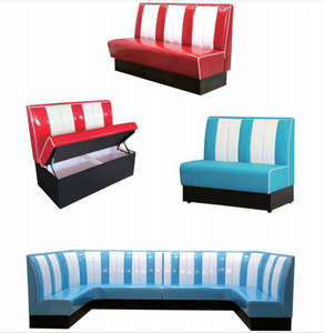 Dallas Black Pu bingkai kayu kulit buatan Sofa Stan Restoran dan meja batu (FOH-P19) - Product Image 5